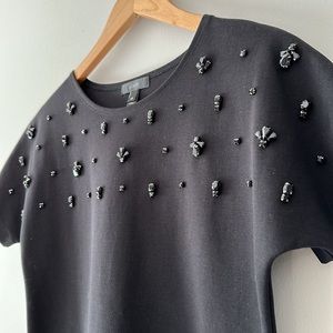 J. CREW Black Crystal Embellished Top size XS sequins